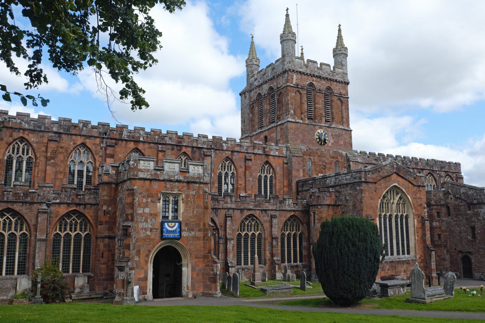 Crediton parish church in Devon UK